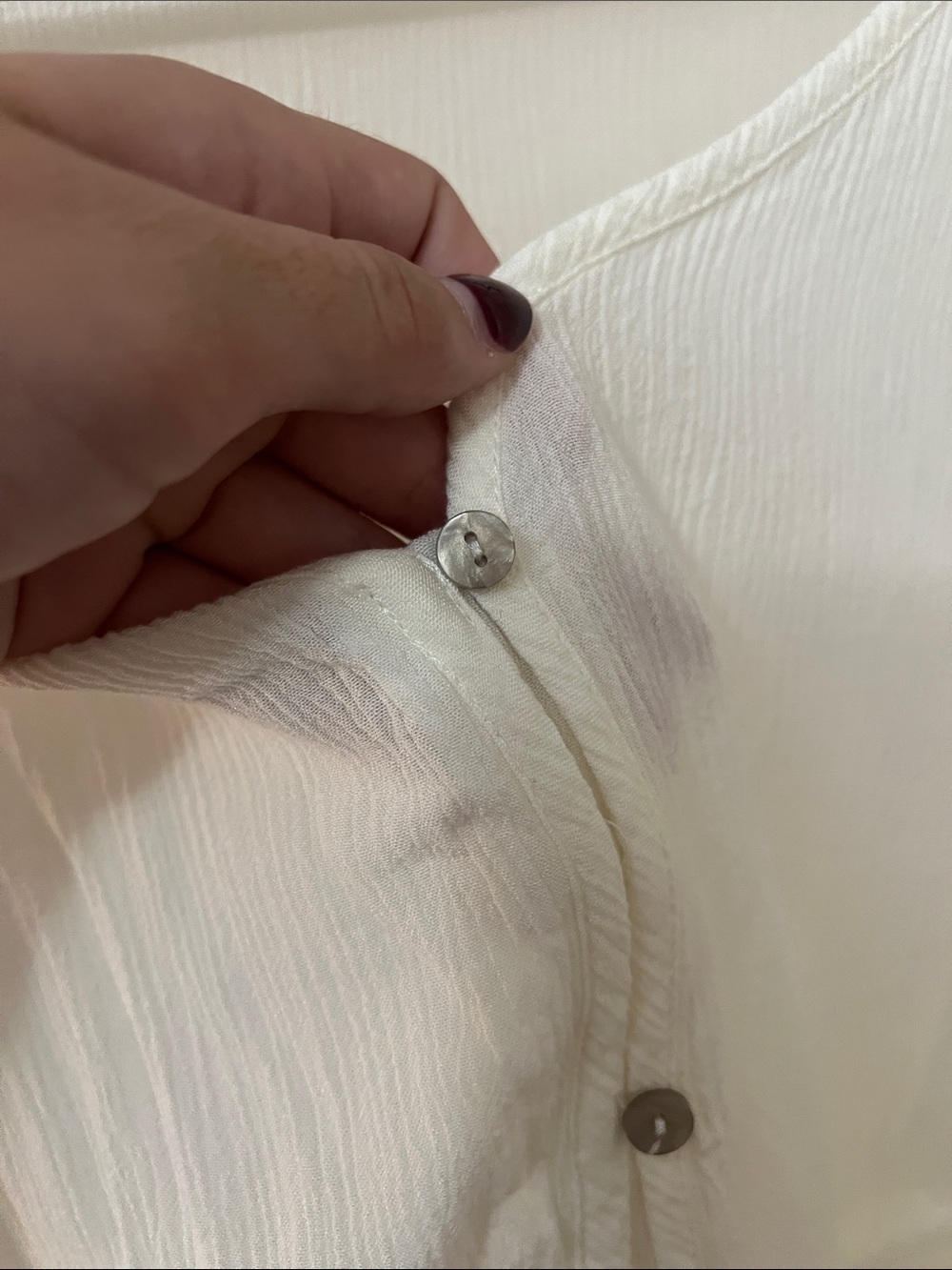 FRYE Cream Button-Front Peplum Blouse - Picture 4 of 5